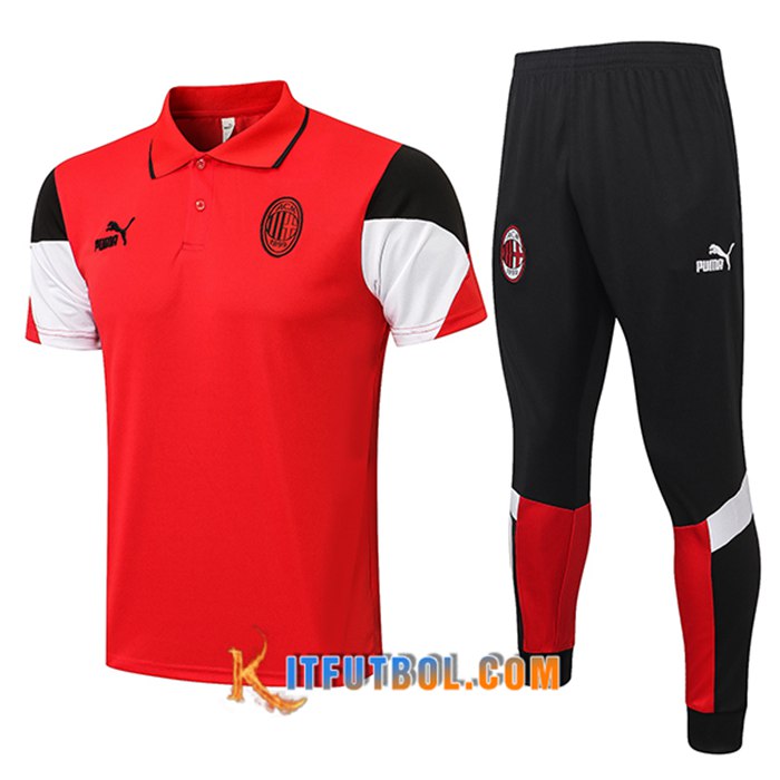 Camiseta Entrenamiento AC Milan + Pantalones Blanca/Rojo 2021/2022