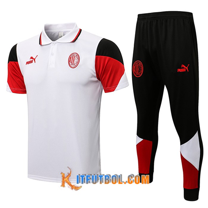 Camiseta Entrenamiento AC Milan + Pantalones Rojo/Blanca 2021/2022
