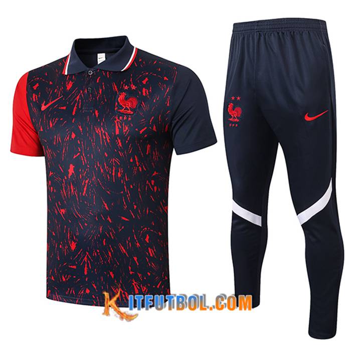Camiseta Entrenamiento Francia + Pantalones Negro/Rojo 2021/2022