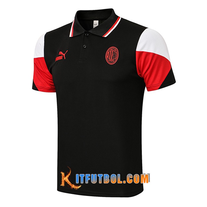 Camiseta Polo AC Milan Negro/Rojo 2021/2022