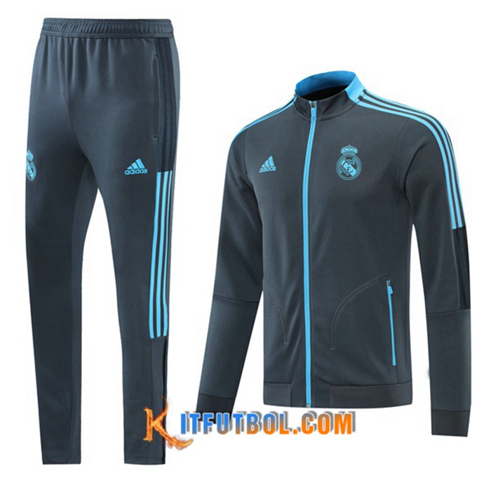 Chandal Equipos De Futbol - Chaqueta Real Madrid Gris/Azul 2021/2022 -1