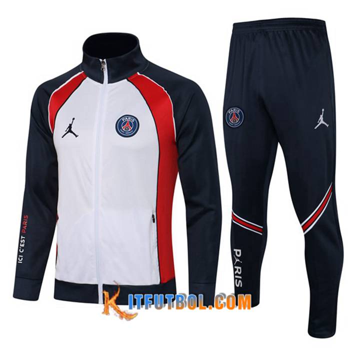 Chandal Equipos De Futbol - Chaqueta Jordan PSG Blanca/Rojo 2021/2022