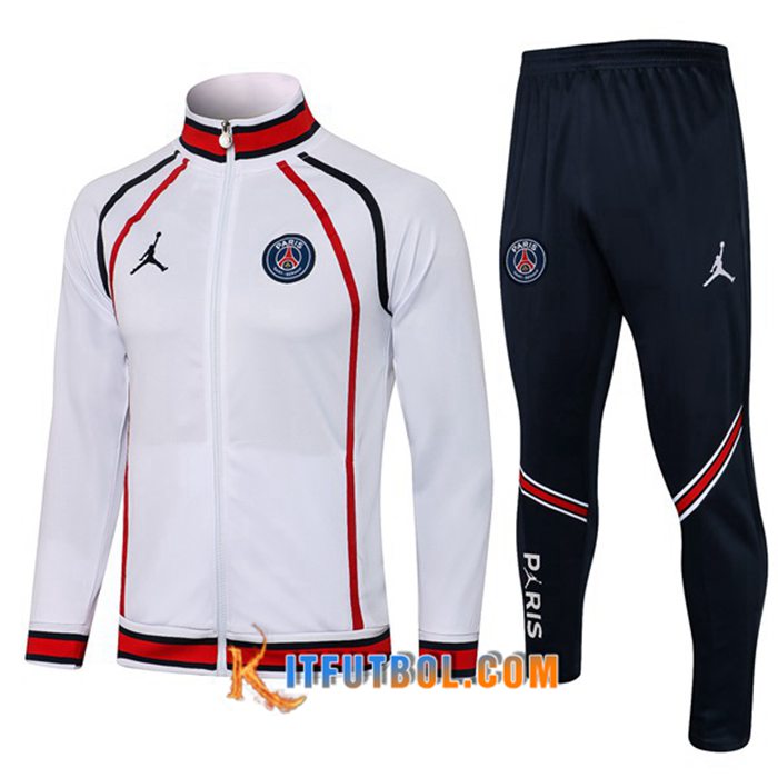 Chandal Equipos De Futbol - Chaqueta Jordan PSG Blanca/Rojo 2021/2022 -1