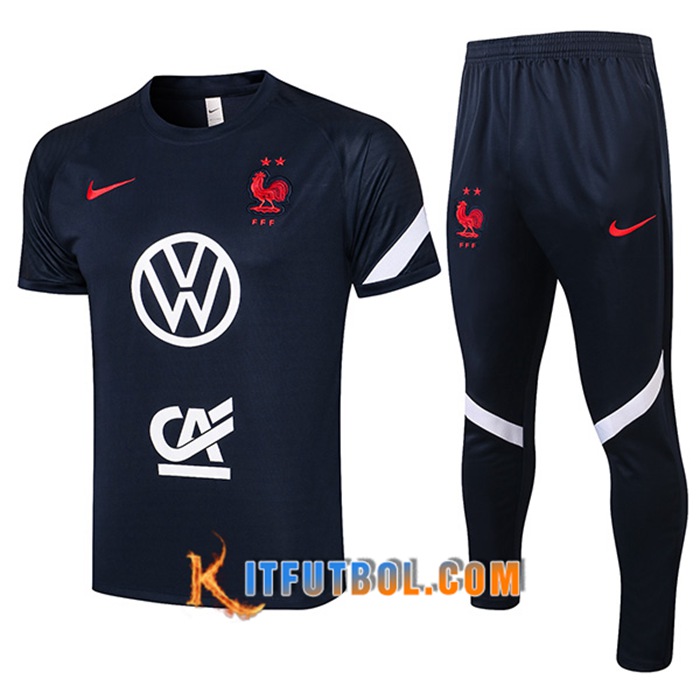 Camiseta Polo Francia + Pantalones Negro 2021/2022