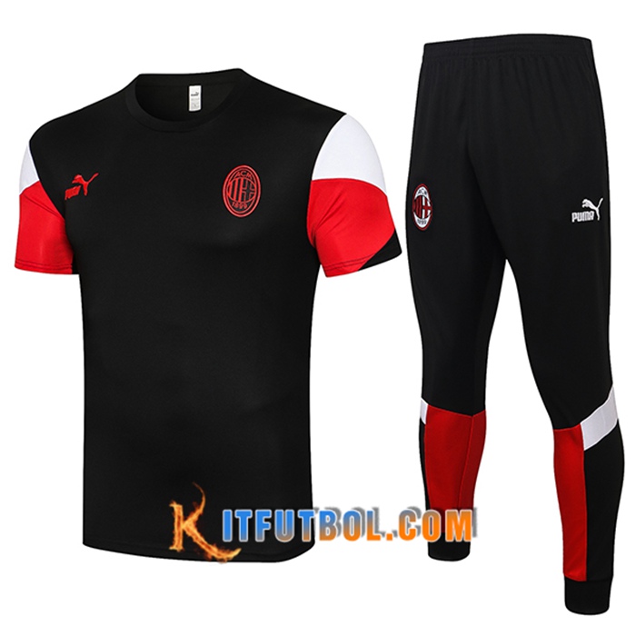 Camiseta Entrenamiento AC Milan + Pantalones Negro/Rojo 2021/2022