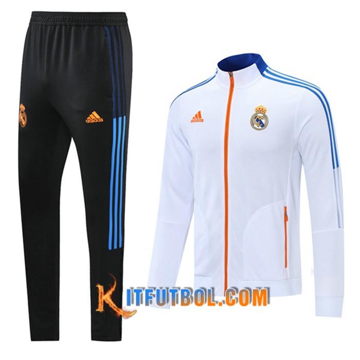 Chandal Equipos De Futbol - Chaqueta Real Madrid Niños Blanca 2021/2022
