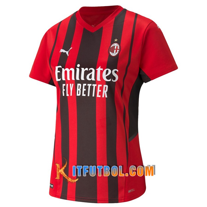 Camiseta Futbol AC Milan Mujer Titular 2021/2022