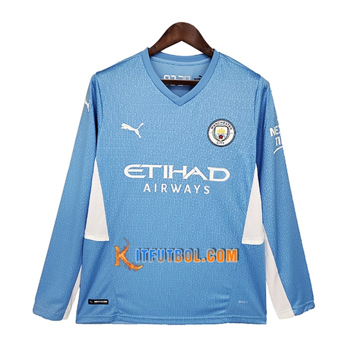 Camiseta Futbol Manchester City Titular Manga Larga 2021/2022