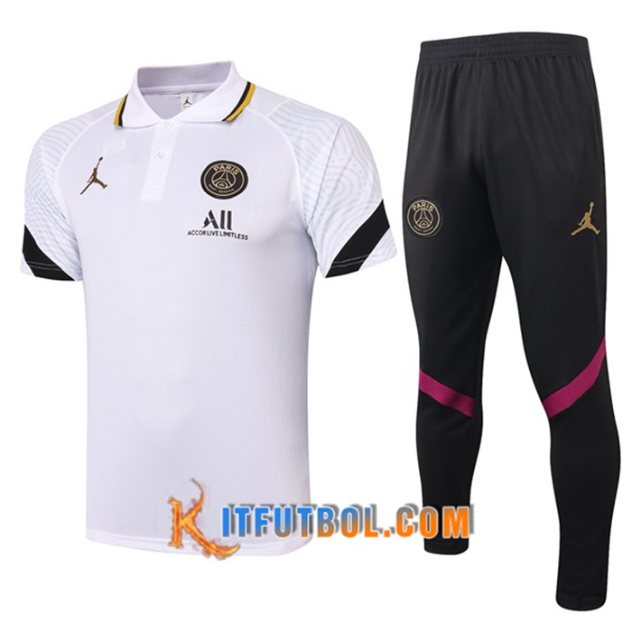 Camiseta Polo Jordan PSG + Pantalones Blanca/Negro 2021/2022