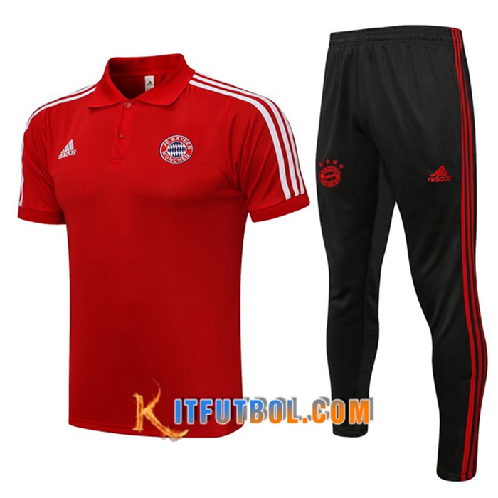 Camiseta Polo Bayern Munich + Pantalones Blanca/Rojo 2021/2022