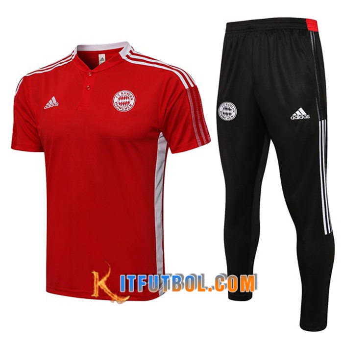 Camiseta Polo Bayern Munich + Pantalones Rojo/Blanca 2021/2022