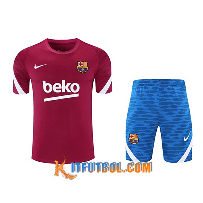 Camiseta Entrenamiento FC Barcelona + Cortos Rojo/Blanca 2021/2022