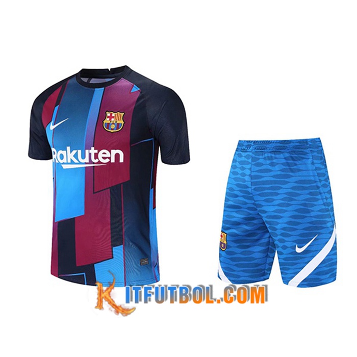 Camiseta Entrenamiento FC Barcelona + Cortos Rojo/Azul 2021/2022