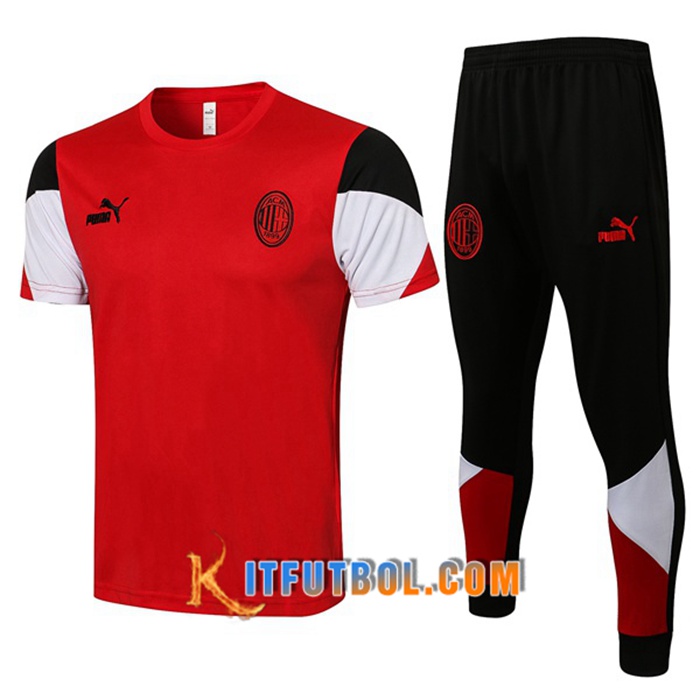 Camiseta Entrenamiento AC Milan + Pantalones Rojo/Blanca 2021/2022