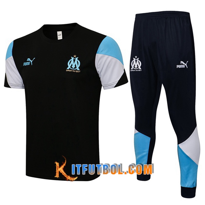 Camiseta Entrenamiento Marsella OM + Pantalones Negro/Blanca 2021/2022