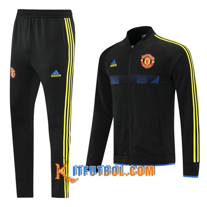 Chandal Equipos De Futbol - Chaqueta Manchester United Negro/Amarillo 2021/2022