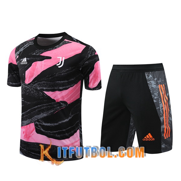 Camisetas de entrenamiento Juventus + Shorts Negro/Rosa 20/21