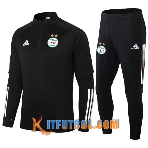 Nueva Chandal Futbol + Pantalones Argelia Negro/Blanco 20/21