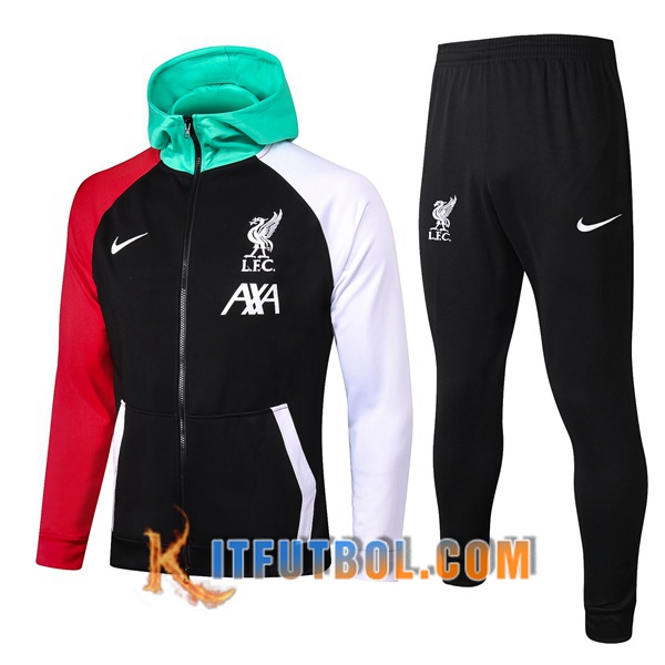 Nueva Chandal Futbol - Chaqueta con capucha + Pantalones FC Liverpool Blanco/Negro 20/21