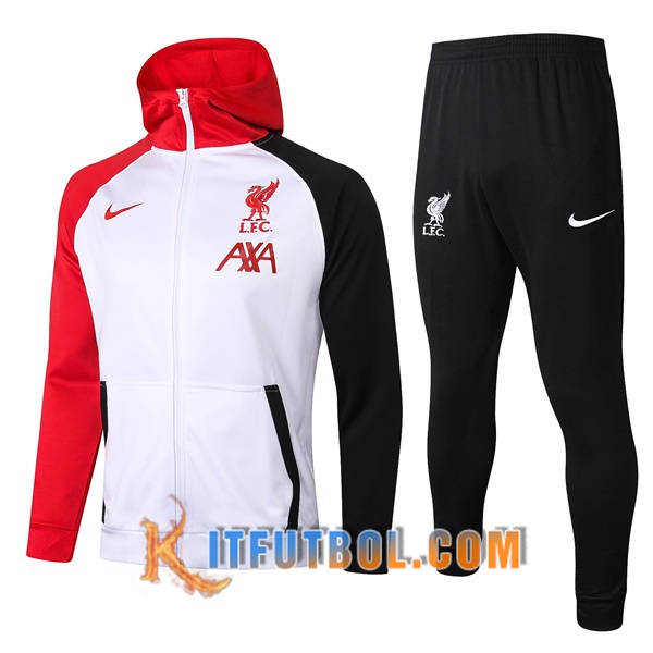 Nueva Chandal Futbol - Chaqueta con capucha + Pantalones FC Liverpool Blanco/Roja 20/21