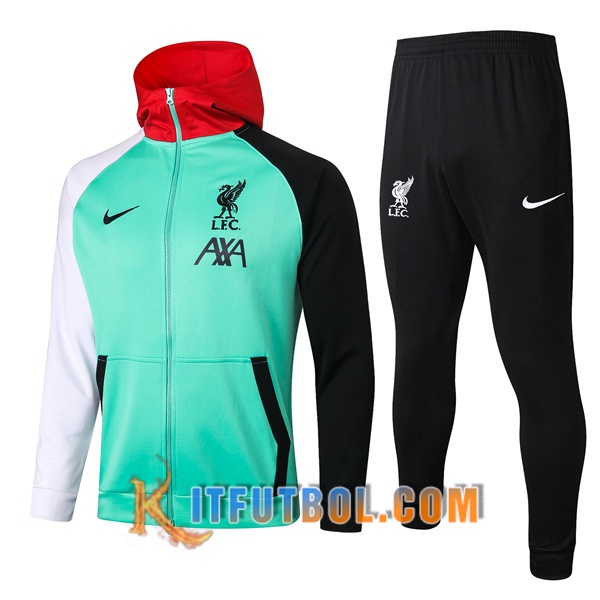 Nueva Chandal Futbol - Chaqueta con capucha + Pantalones FC Liverpool Verde/Negro 20/21