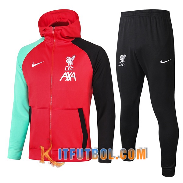 Nueva Chandal Futbol - Chaqueta con capucha + Pantalones FC Liverpool Roja/Negro 20/21
