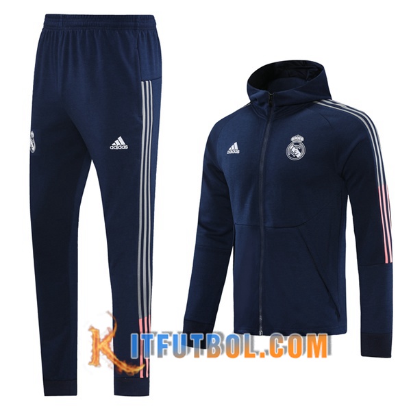 Nueva Chandal Futbol - Chaqueta con capucha + Pantalones Real Madrid Azul Marin 20/21