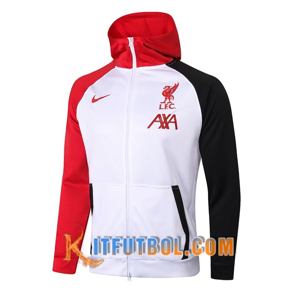 Nueva Chaqueta Con Capucha FC Liverpool Blanco/Roja 20/21