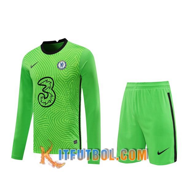 Camiseta Futbol FC Chelsea Portero Verde Manga Larga 20/21