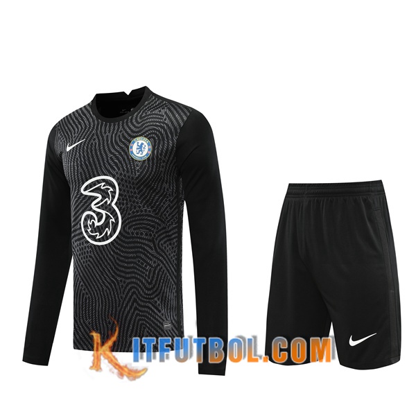 Camiseta Futbol FC Chelsea Portero Negro Manga Larga 20/21