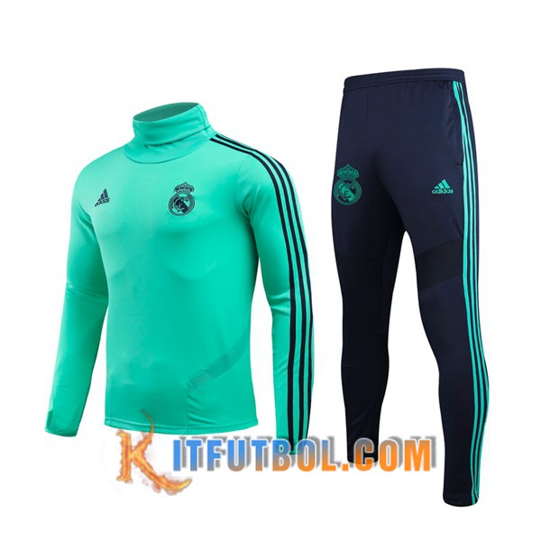 Nueva Chandal Futbol + Pantalones Real Madrid Verde Cuello Alto 19/20