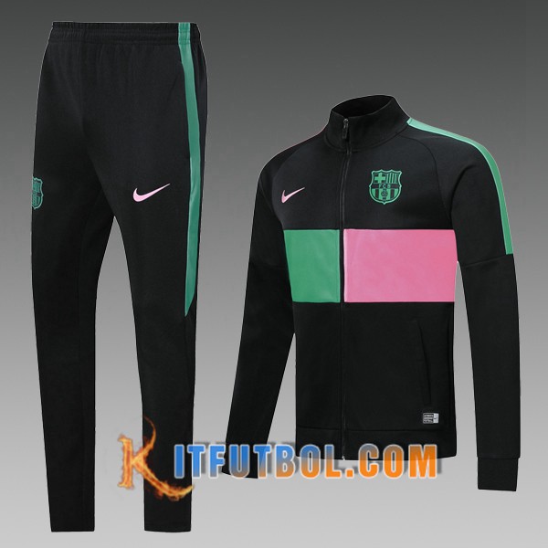 FC Barcelona Ninos Training Tracksuit + Pantalones Negro Verde Rose 2019/2020