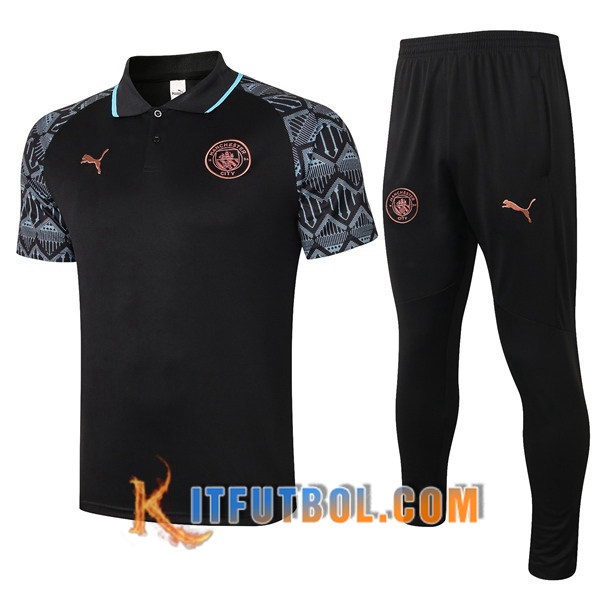 Nueva Polo Futbol Manchester City + Pantalones Negro 20/21