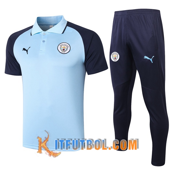 Nueva Polo Futbol Manchester City + Pantalones Azul 20/21