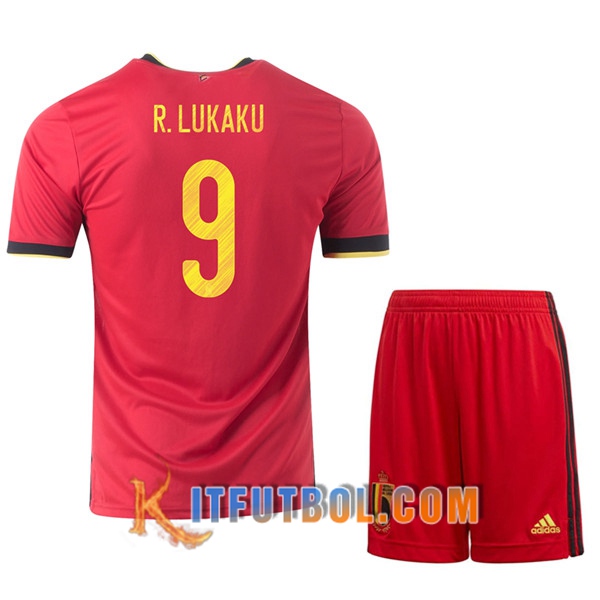 Camisetas Futbol UEFA Euro 2020 Belgica (R.Lukaku 9) Ninos Primera