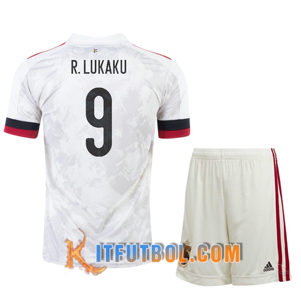 Camisetas Futbol UEFA Euro 2020 Belgica (R.Lukaku 9) Ninos Segunda