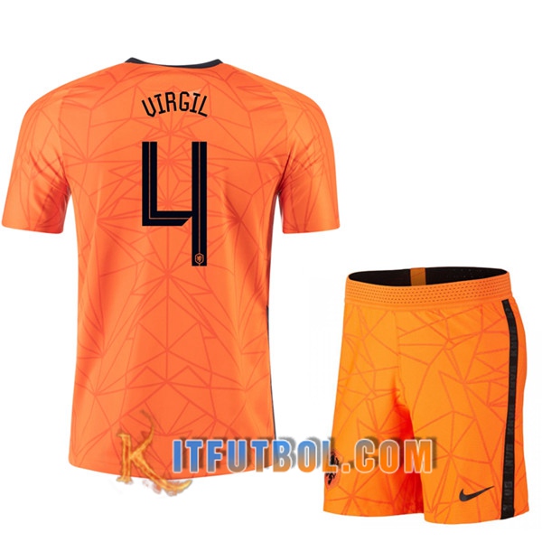 Camisetas Futbol UEFA Euro 2020 Países Bajos (VIRGIL 4) Ninos Primera