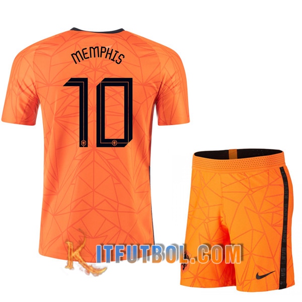 Camisetas Futbol UEFA Euro 2020 Países Bajos (MEMPHIS 10) Ninos Primera
