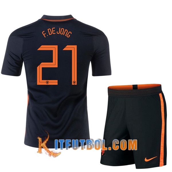 Camisetas Futbol UEFA Euro 2020 Países Bajos (F.DE JONG 21) Ninos Segunda