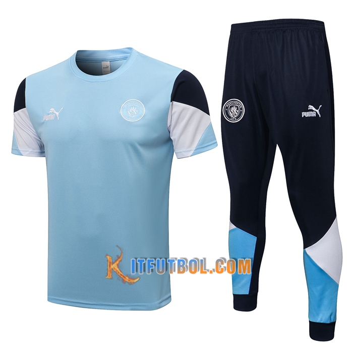 Camiseta Entrenamiento Manchester City + Pantalones Azul/Negro/Blanca 2021/2022