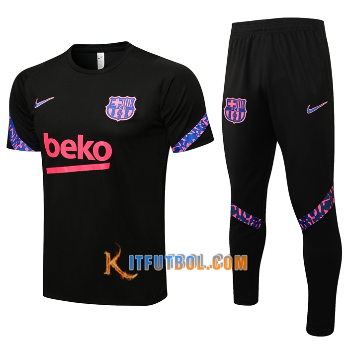 Camiseta Entrenamiento FC Barcelona + Pantalones Negro/Purpura 2021/2022