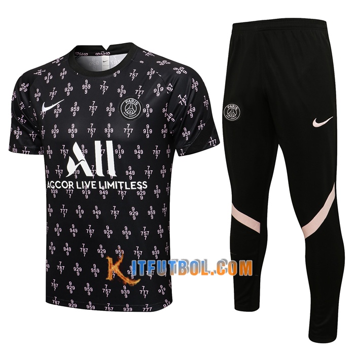 Camiseta Entrenamiento Jordan PSG + Pantalones Negro/Blanca 2021/2022