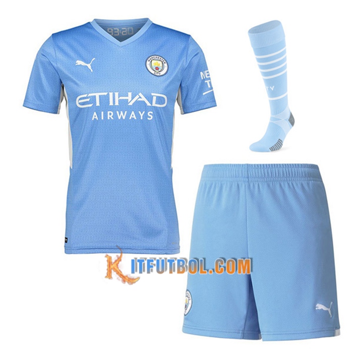 Traje Camiseta Futbol Manchester City Titular (Cortos + Calcetines) 2021/2022