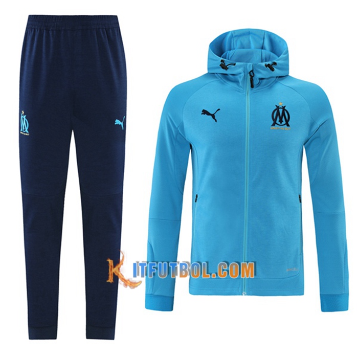 Chaqueta Con Capucha Chandal Marsella OM Azul 2021/2022