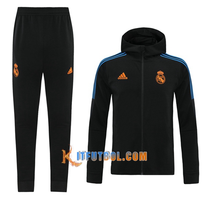 Chaqueta Con Capucha Chandal Real Madrid Negro/Azul 2021/2022
