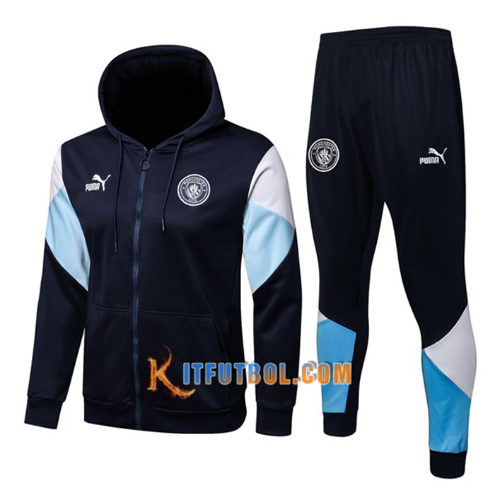 Chaqueta Con Capucha Chandal Manchester City Azul Marino/Azul/Blanca 2021/2022