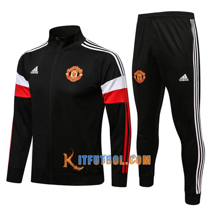 Chandal Equipos De Futbol - Chaqueta Manchester United Negro/Rojo/Blanca 2021/2022