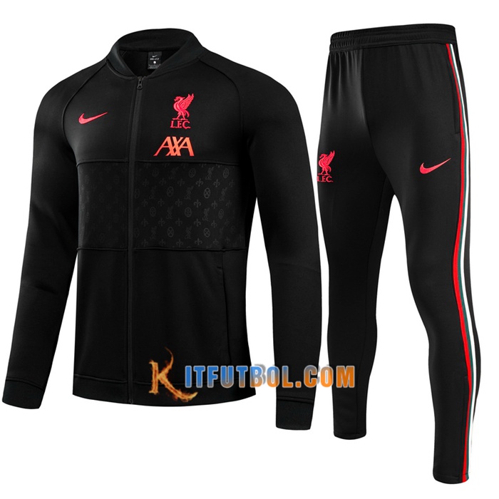 Chandal Equipos De Futbol - Chaqueta FC Liverpool Ninos Negro/Rojo 2021/2022
