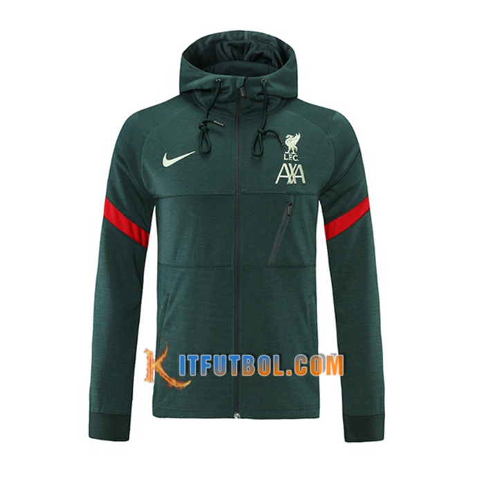 Chaqueta Con Capucha FC Liverpool Verde/Rojo 2021/2022