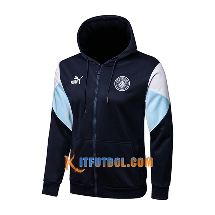 Chaqueta Con Capucha Manchester City Azul Marino/Azul/Blanca 2021/2022